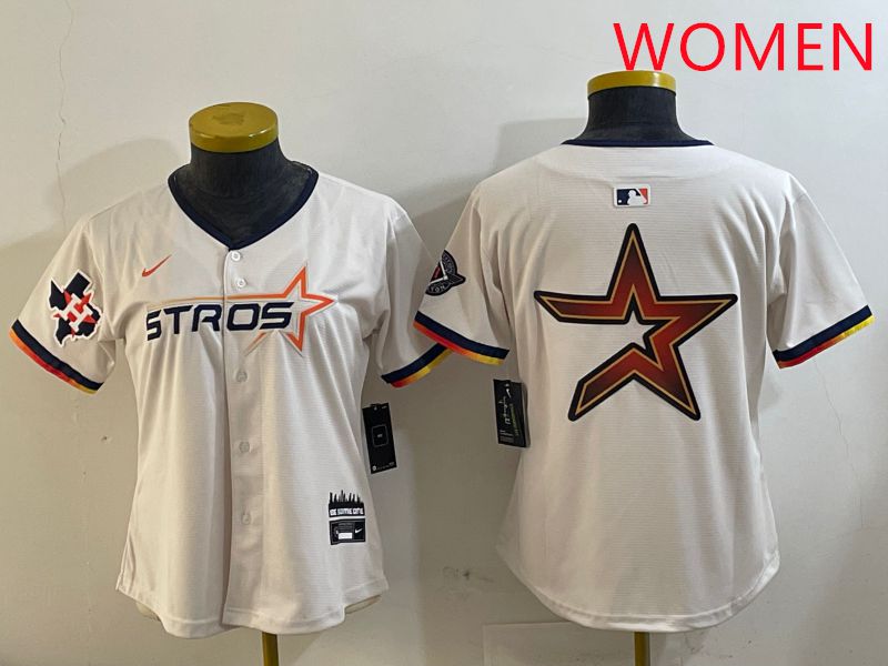 Women Houston Astros Blank Cream Three generations Joint Name 2025 Nike MLB Jersey style 41011->women mlb jersey->Women Jersey